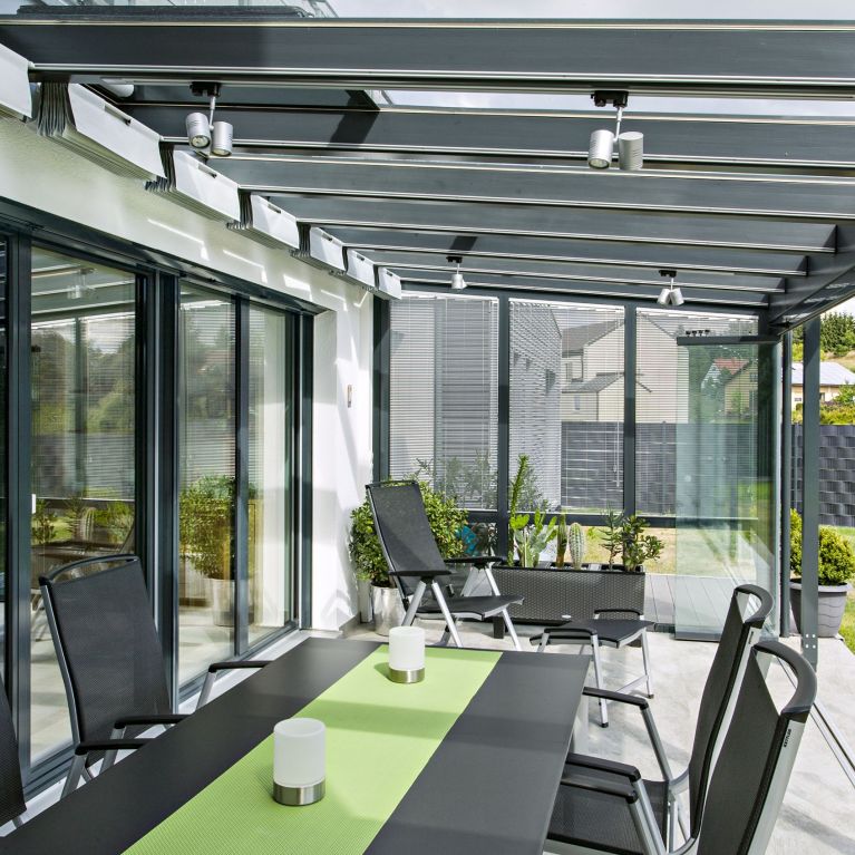 Innenansicht Terrassenverglasung in Kronach
