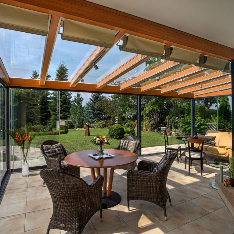 Innenansicht der Terrassenüberdachung