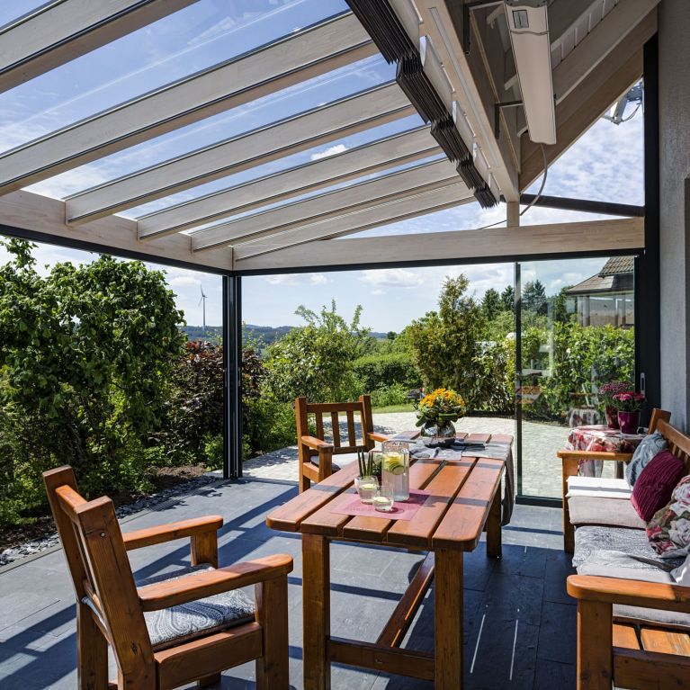 Innenansicht der Terrassenverglasung